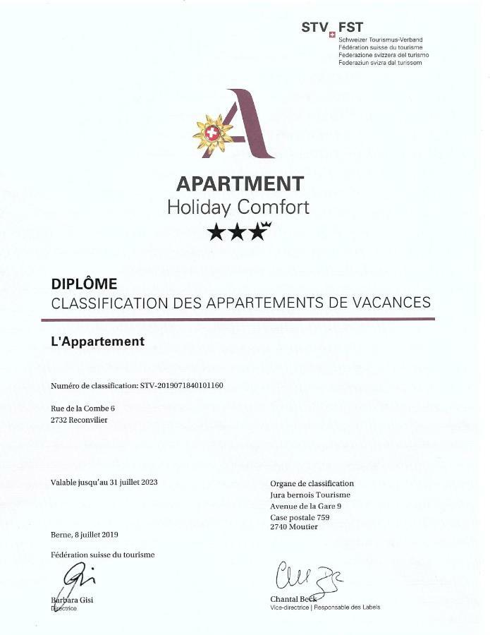 L'Appartement Reconvilier Экстерьер фото